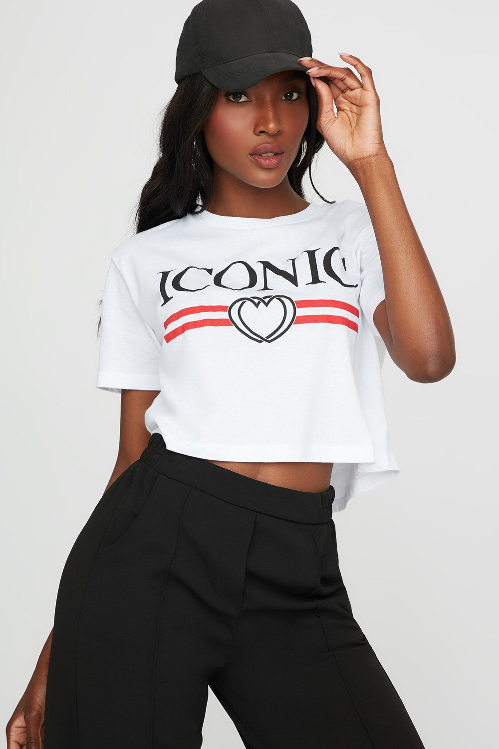 Women Iconic Heart Cropped Graphic T-Shirt White