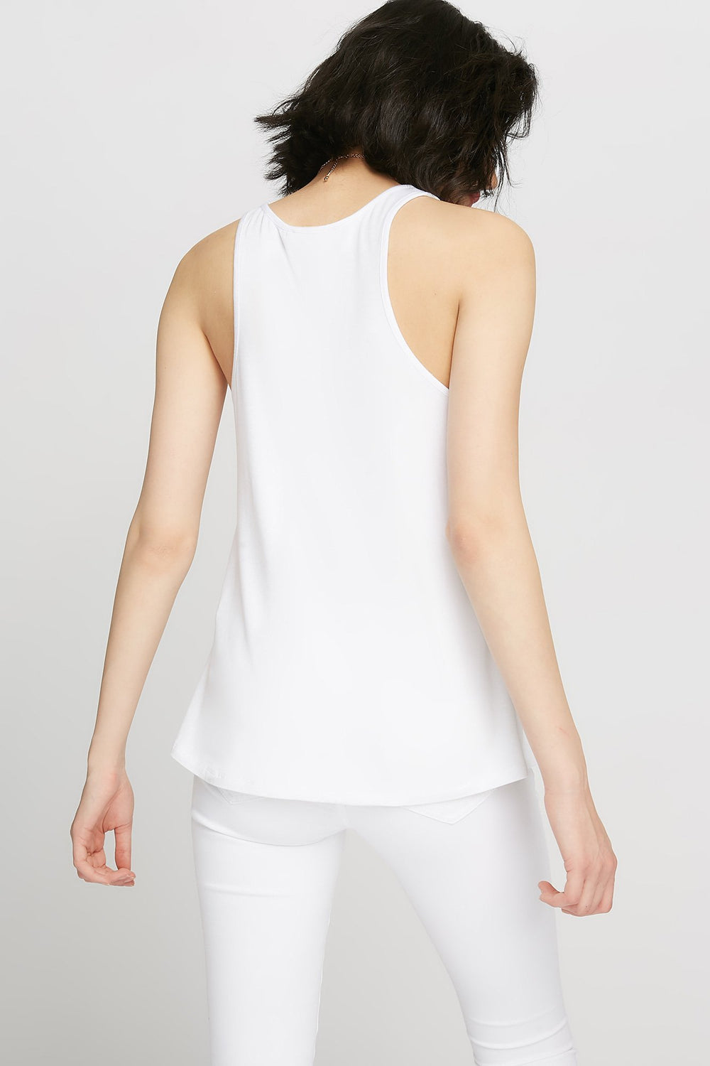 Women Je T'aime Caged V-Neck Graphic Tank White