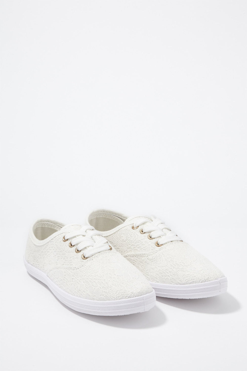 Women Lace Floral Lace-Up Sneaker White
