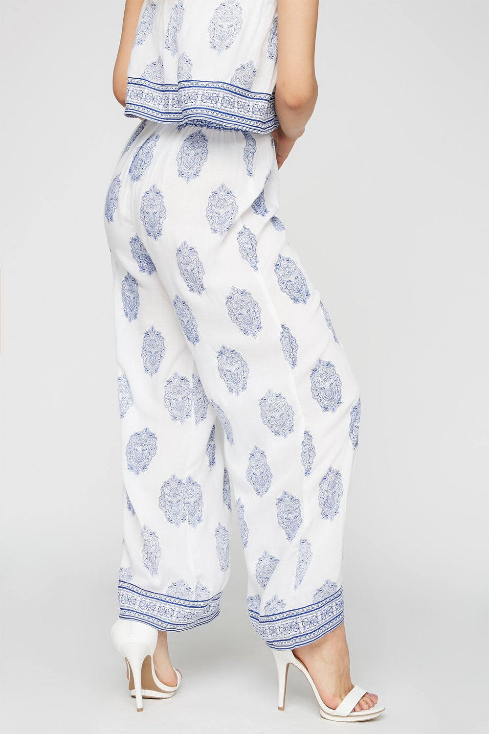 Women Printed Lightweight Palazzo Pant White