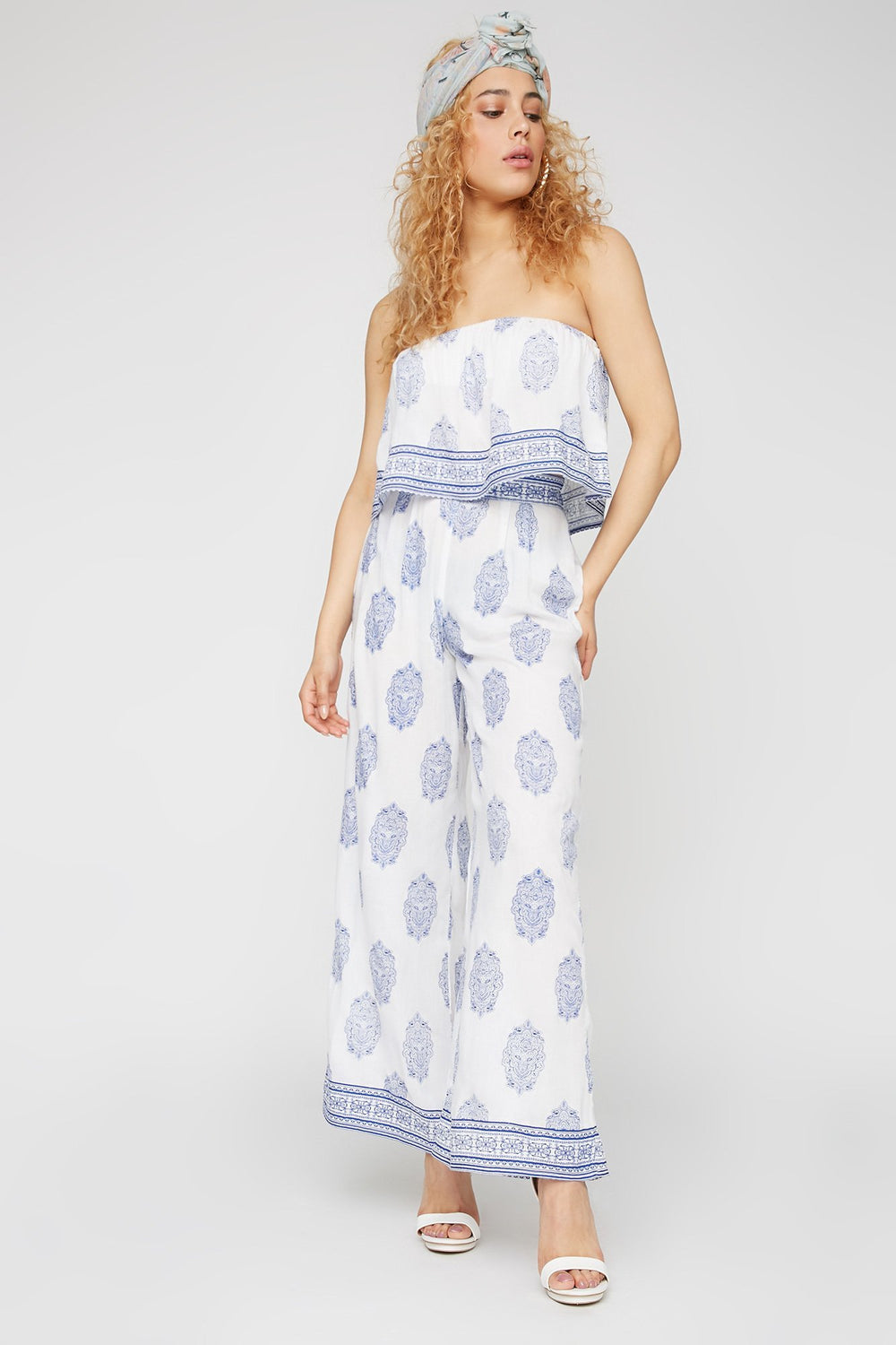 Women Printed Lightweight Palazzo Pant White