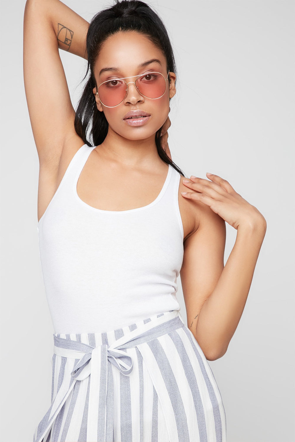 Women Ribbed Racerback Tank White