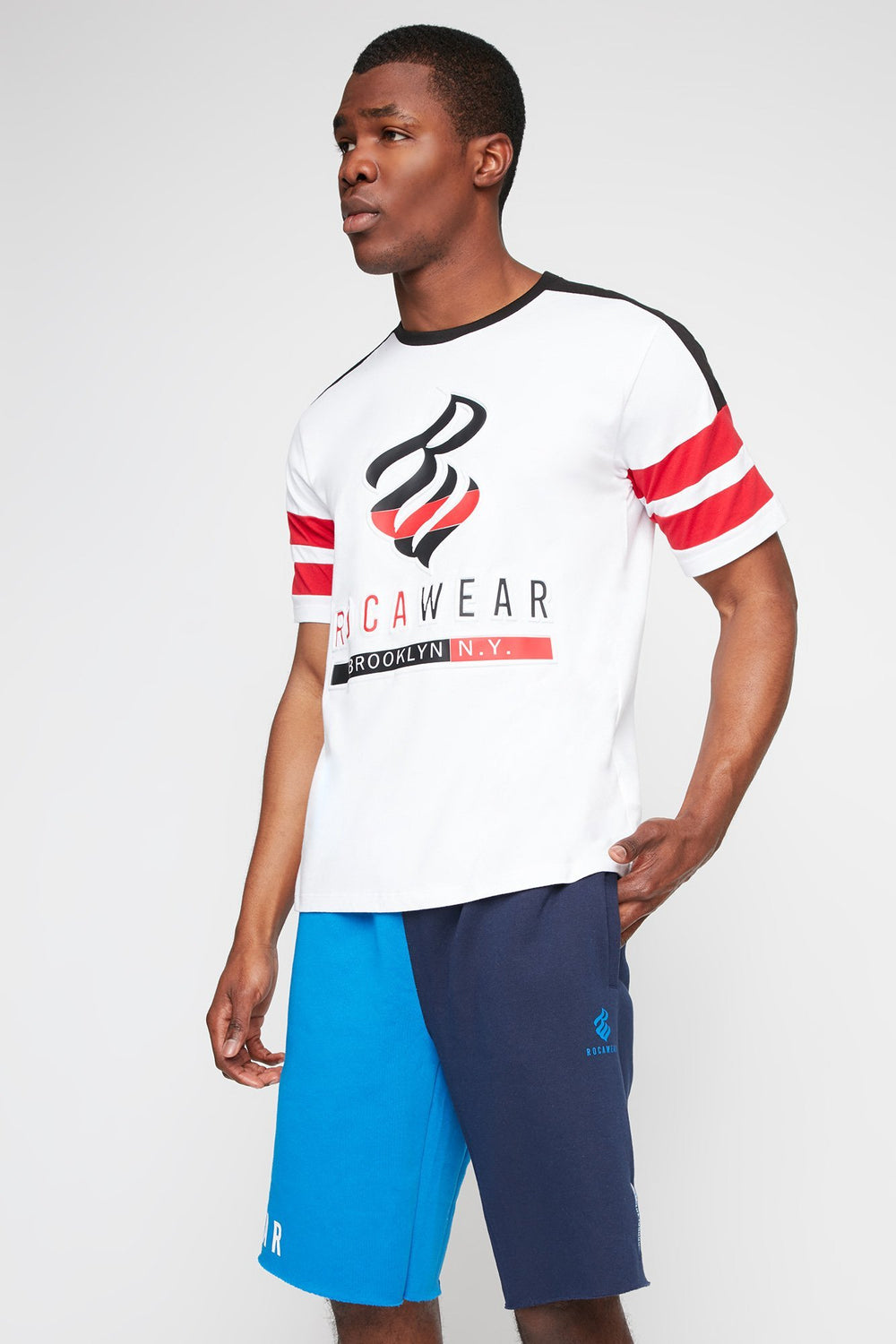 Men Rocawear Side Stripe Graphic T-Shirt White