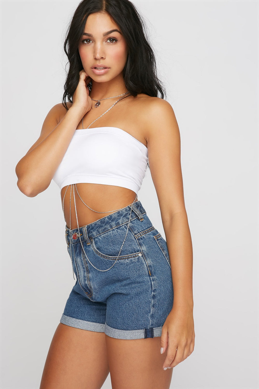Women Seamless Cropped Tube Top White