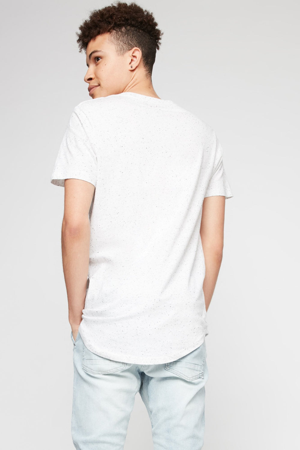 Men Space-Dye Crewneck T-Shirt White