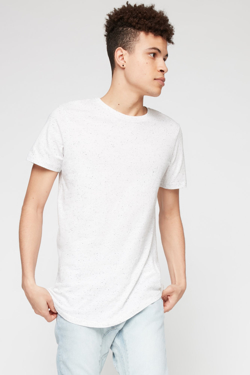 Men Space-Dye Crewneck T-Shirt White