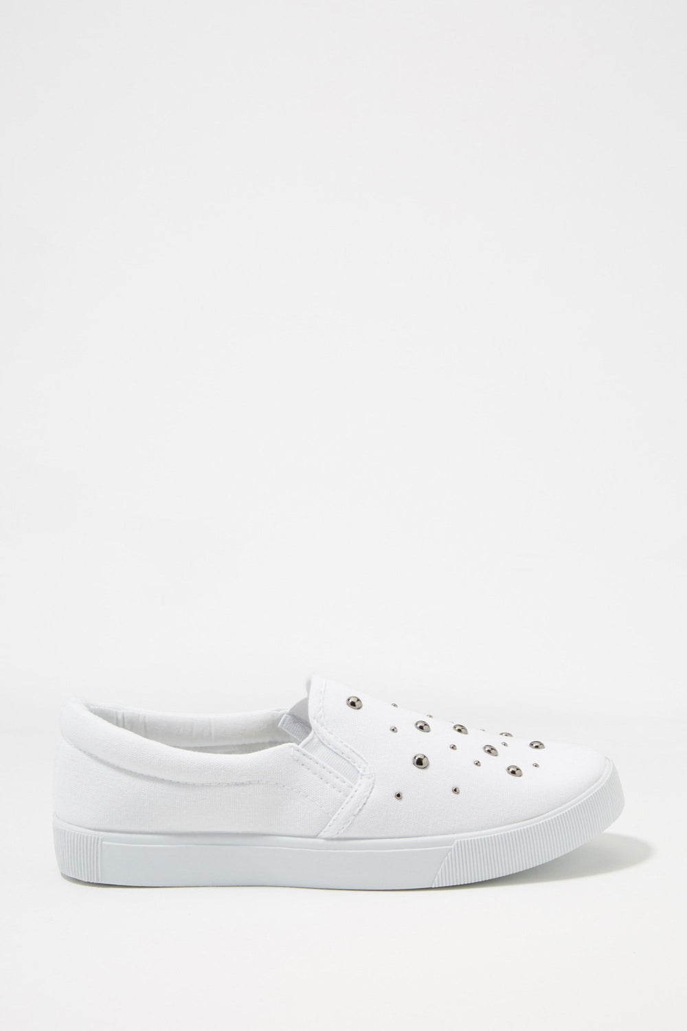 Women Studded Canvas Slip-On Sneaker White