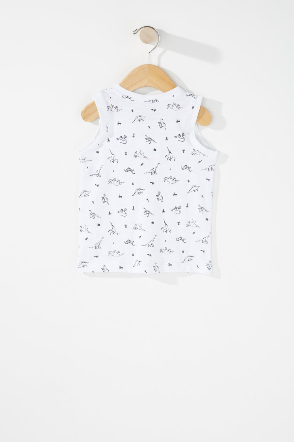 Kids Baby Boy 3-Tier Button Dinosaur Graphic Tank White