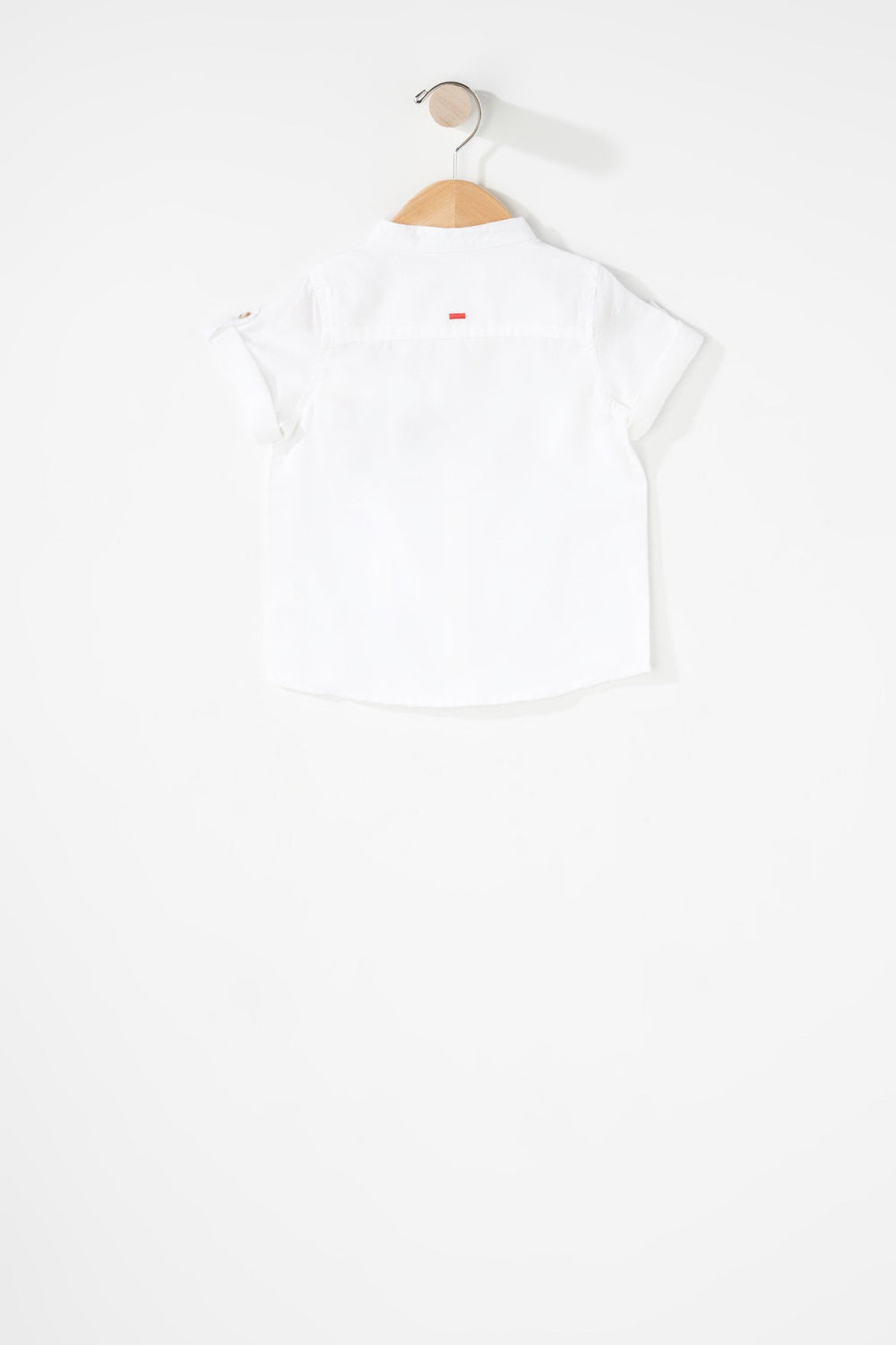 Kids Baby Boy Roll-Tab Button-Up Linen Shirt White