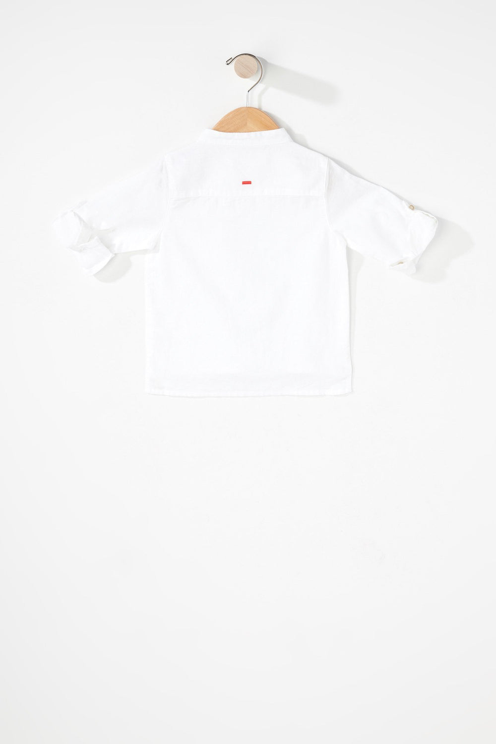 Kids Baby Boy White Linen Henley Button-Up Shirt White