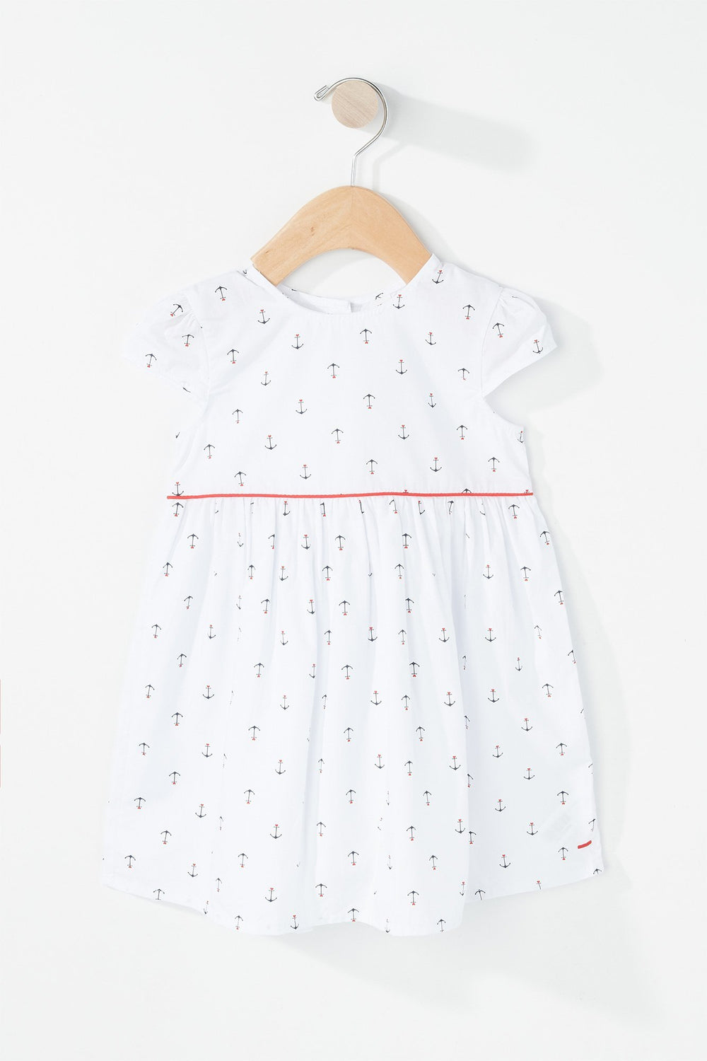 Kids Baby Girl Anchor Printed Dress White