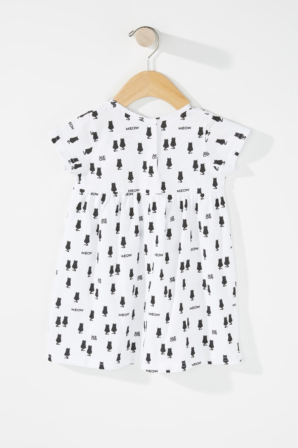 Kids Baby Girl Cat Meow Graphic T-Shirt Dress White