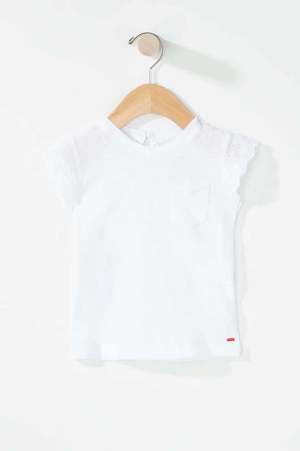 Kids Baby Girl Crochet Sleeve T-Shirt White