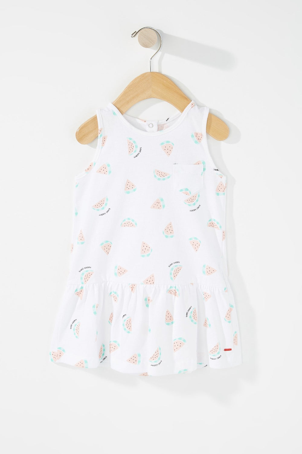 Kids Baby Girl Graphic Pocket Peplum Dress White