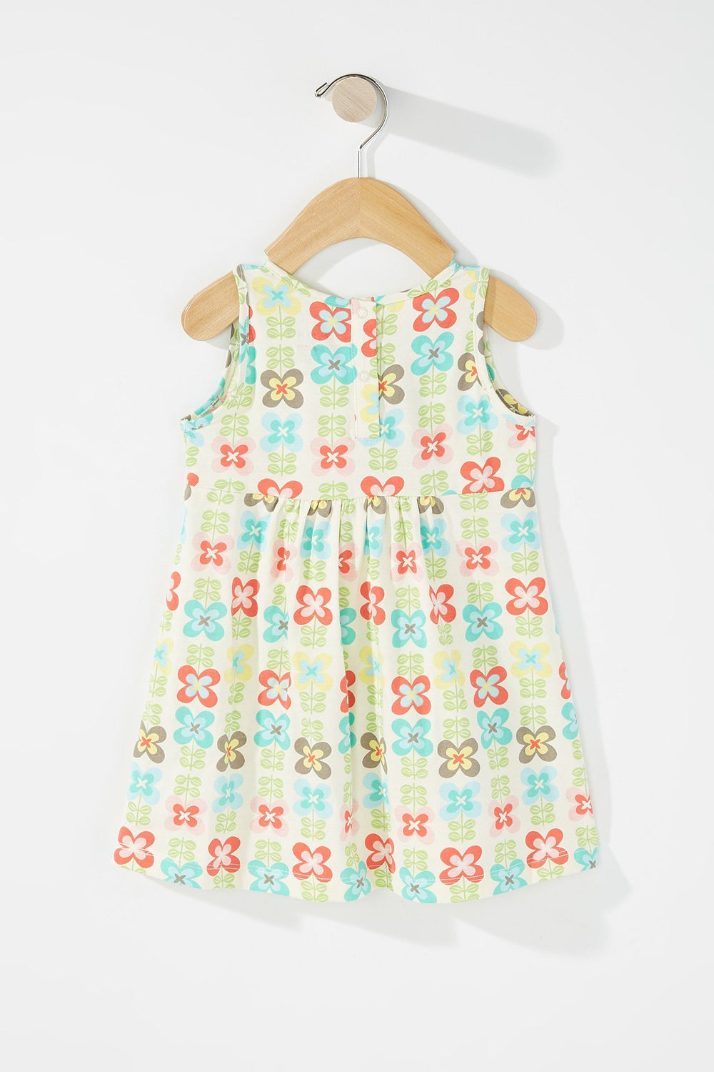 Kids Baby Girl Printed Sleeveless Pleated Dress White