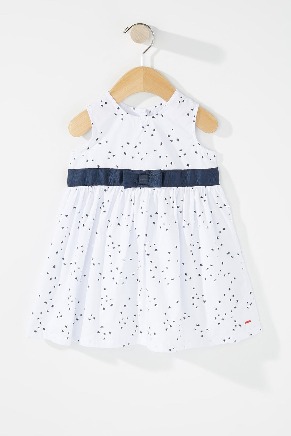 Kids Baby Girl Sleeveless Star Bowtie Pleated Dress White