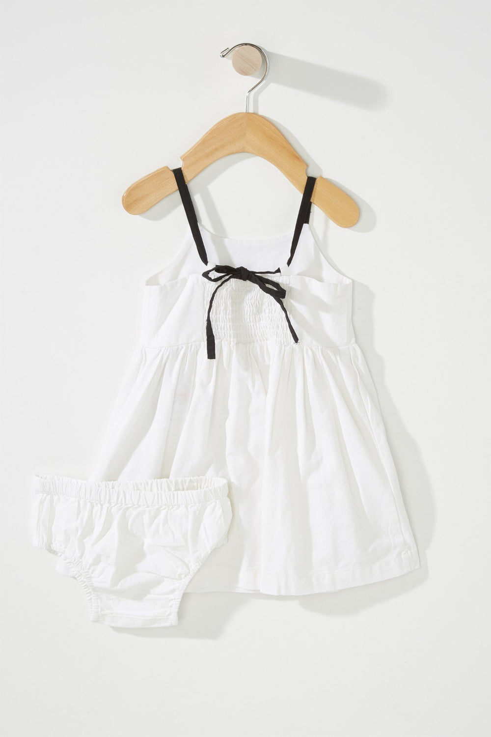 Kids Baby Girl Striped Pocket Dress (2PC) White