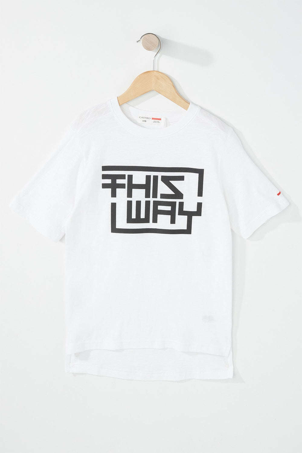 Kids Boys High-Low This Way Graphic T-Shirt White