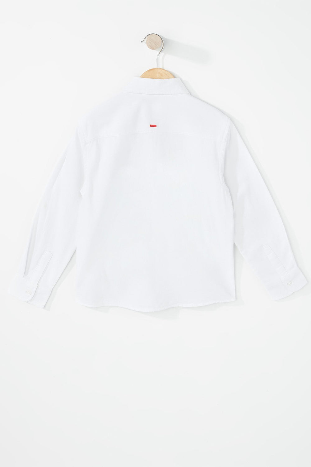 Kids Boys Lightweight Button-Up Pocket Collar Shirt White