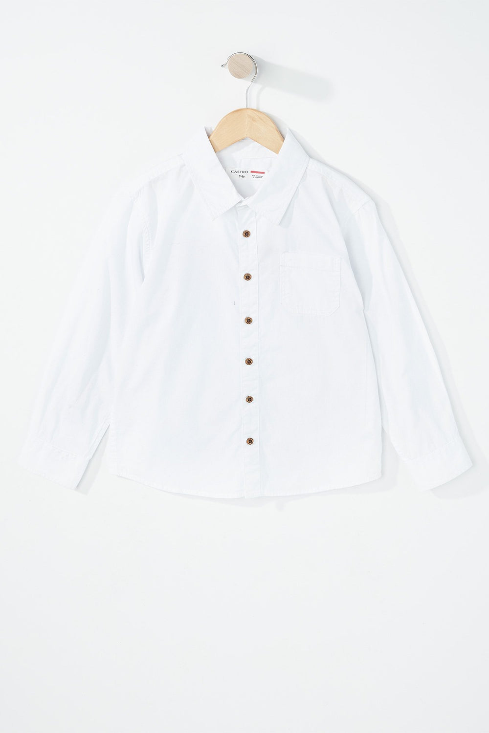 Kids Boys Long Sleeve White Button-Up Shirt White
