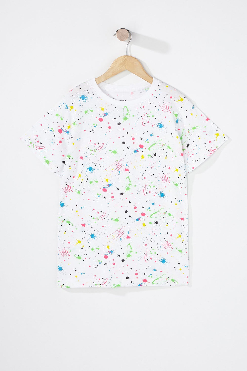 Kids Boys Paint Splatter Graphic T-Shirt White