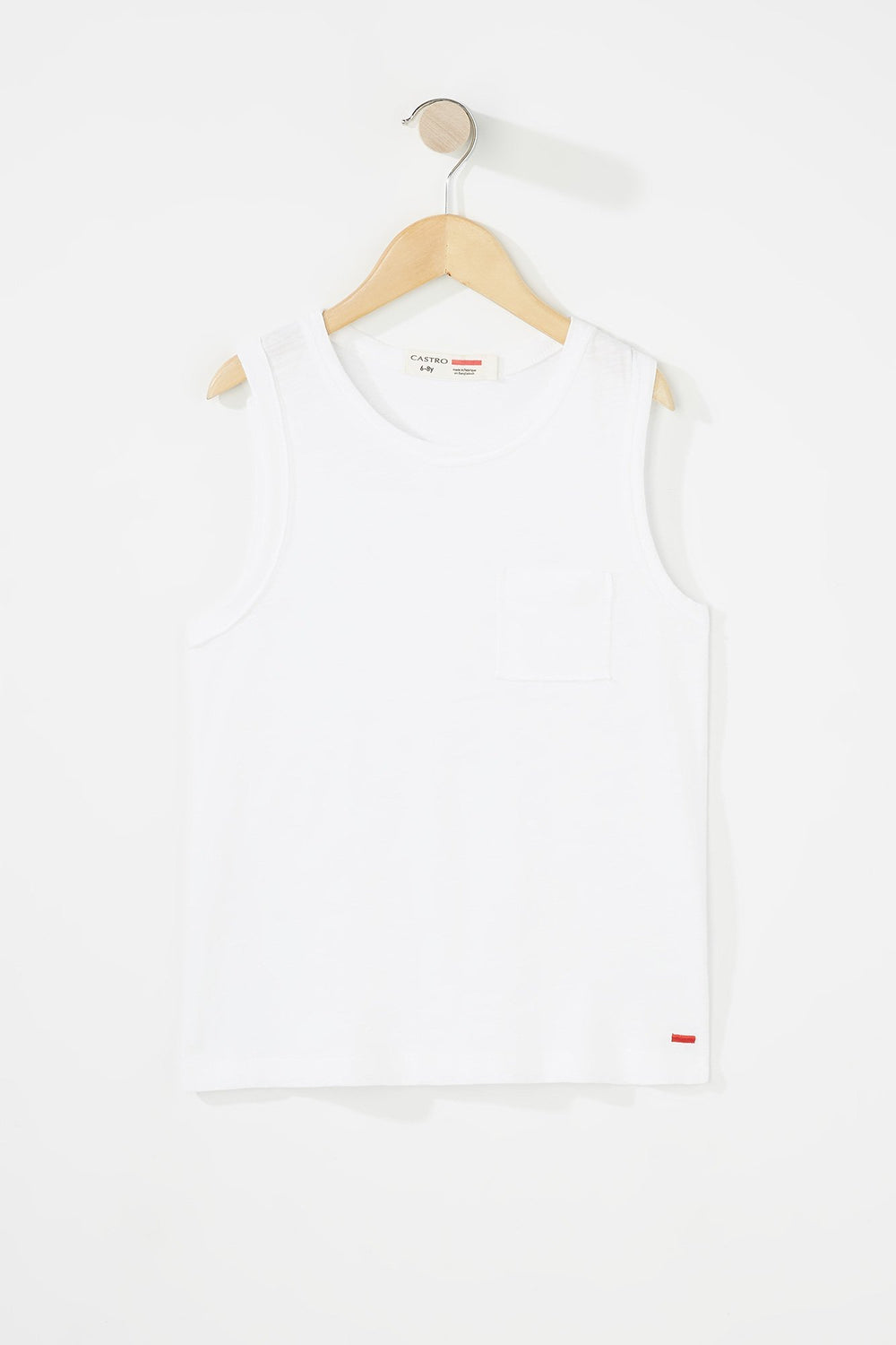Kids Boys Pocket Basic Tank White