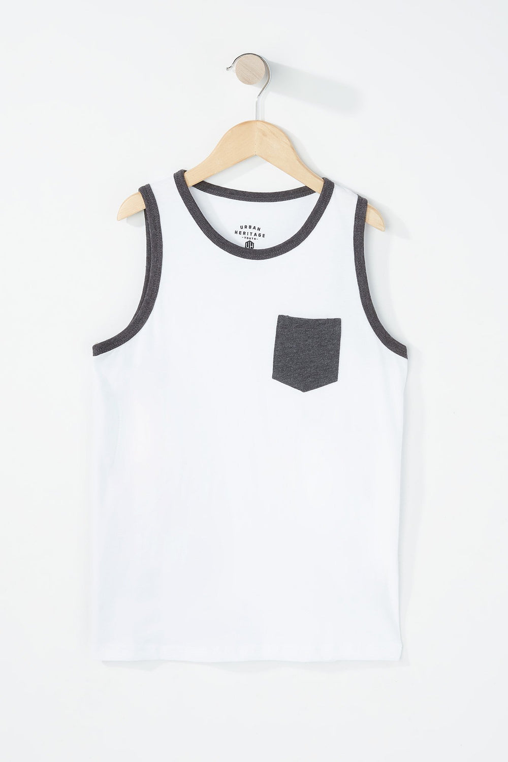 Kids Boys Pocket Contrast Trim Tank White