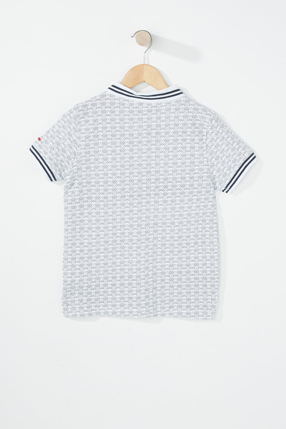 Kids Boys Printed Polo Varsity Striped T-Shirt White