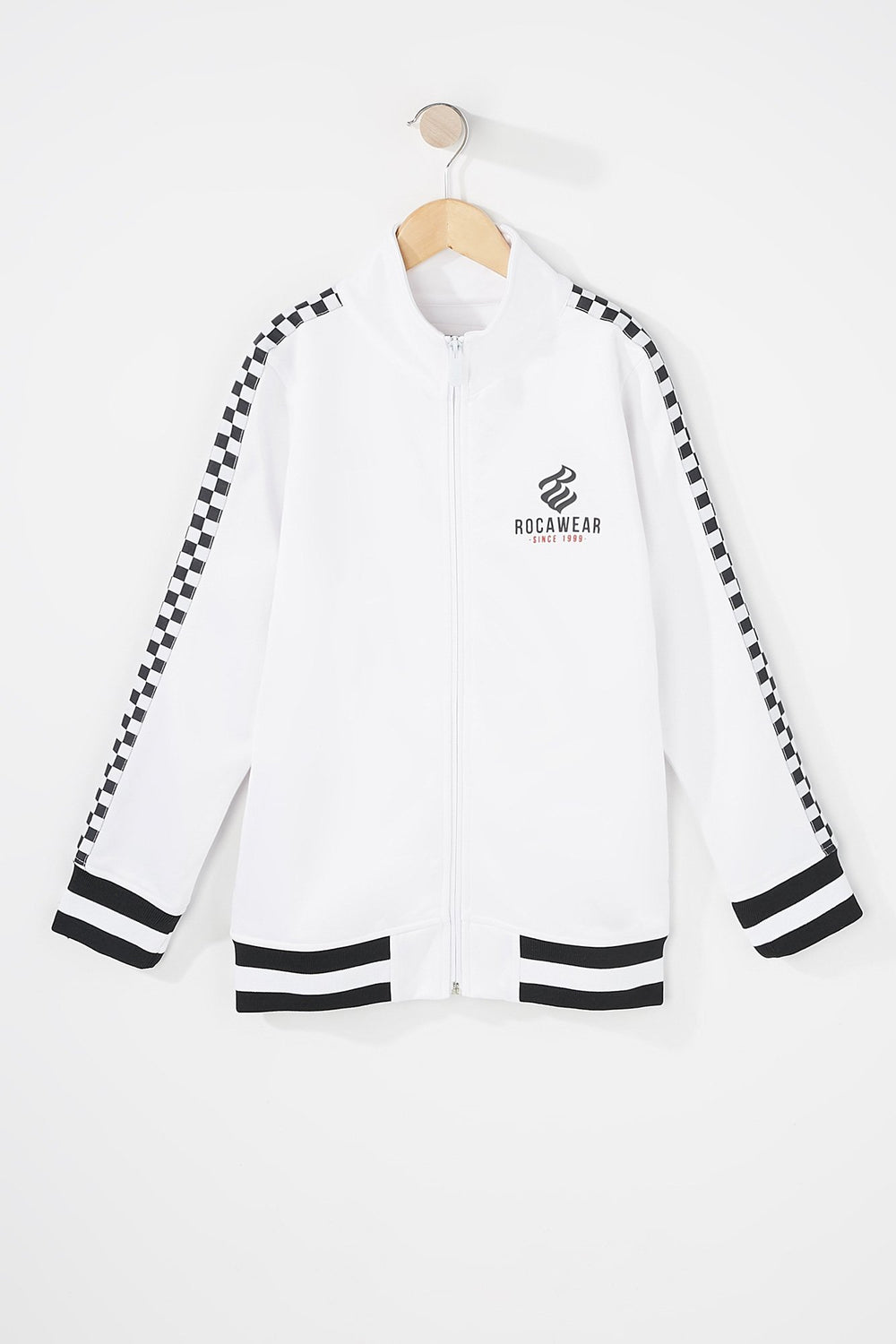 Kids Boys Rocawear Checkered Side Stripe Active Jacket White