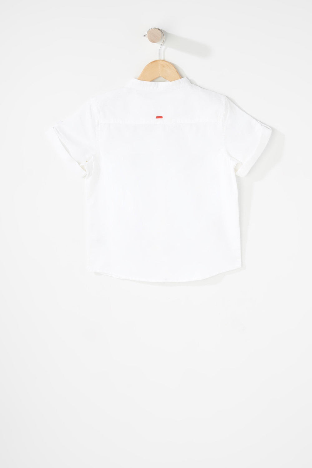 Kids Boys Roll-Tab Button-Up Linen Shirt White