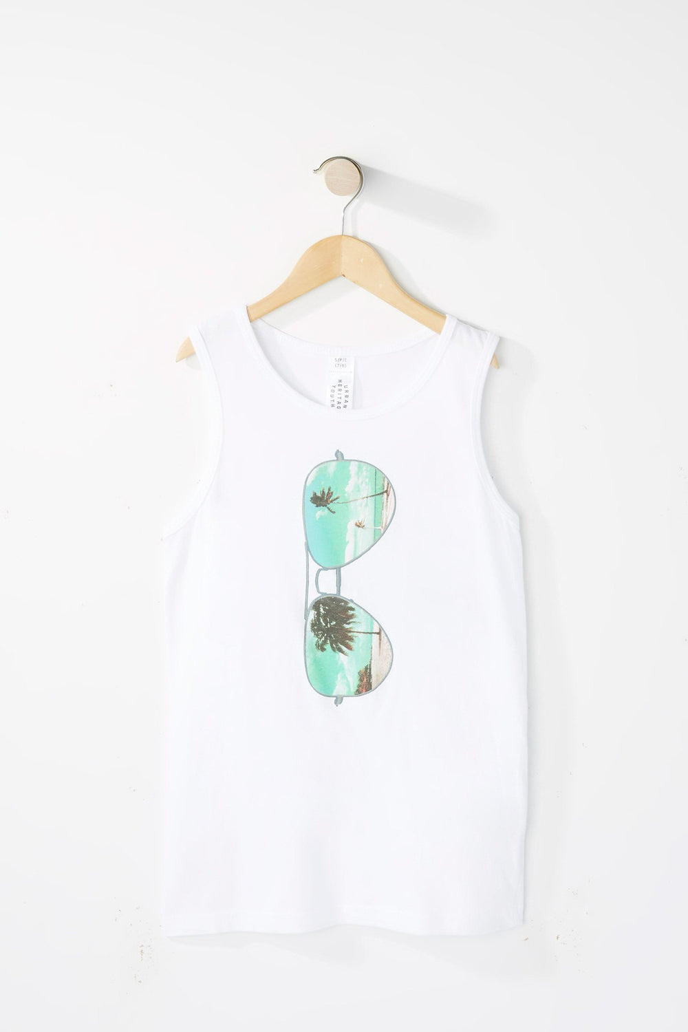 Kids Boys Sunglass Beach Graphic Tank White