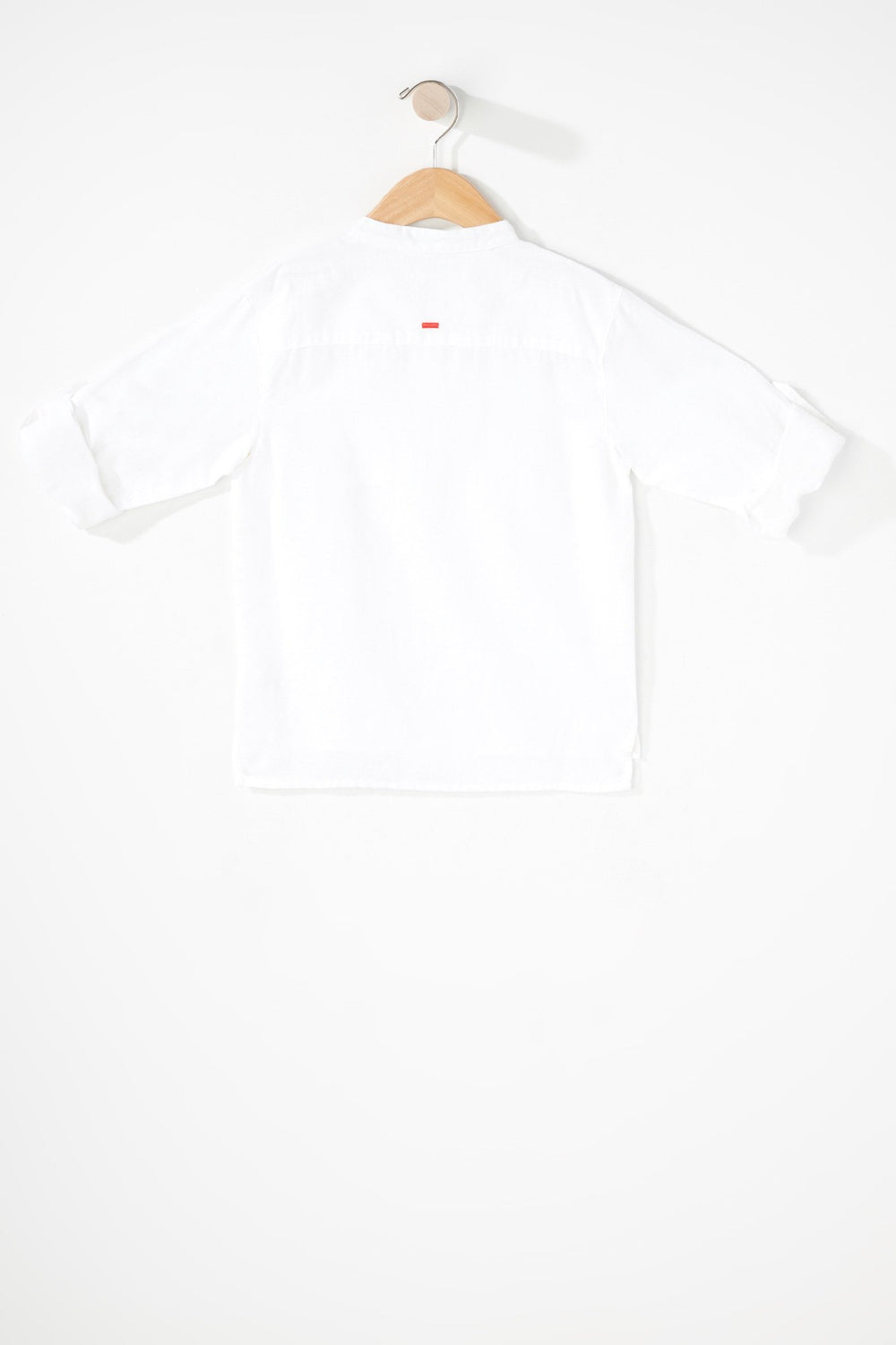 Kids Boys White Linen Henley Button-Up Shirt White