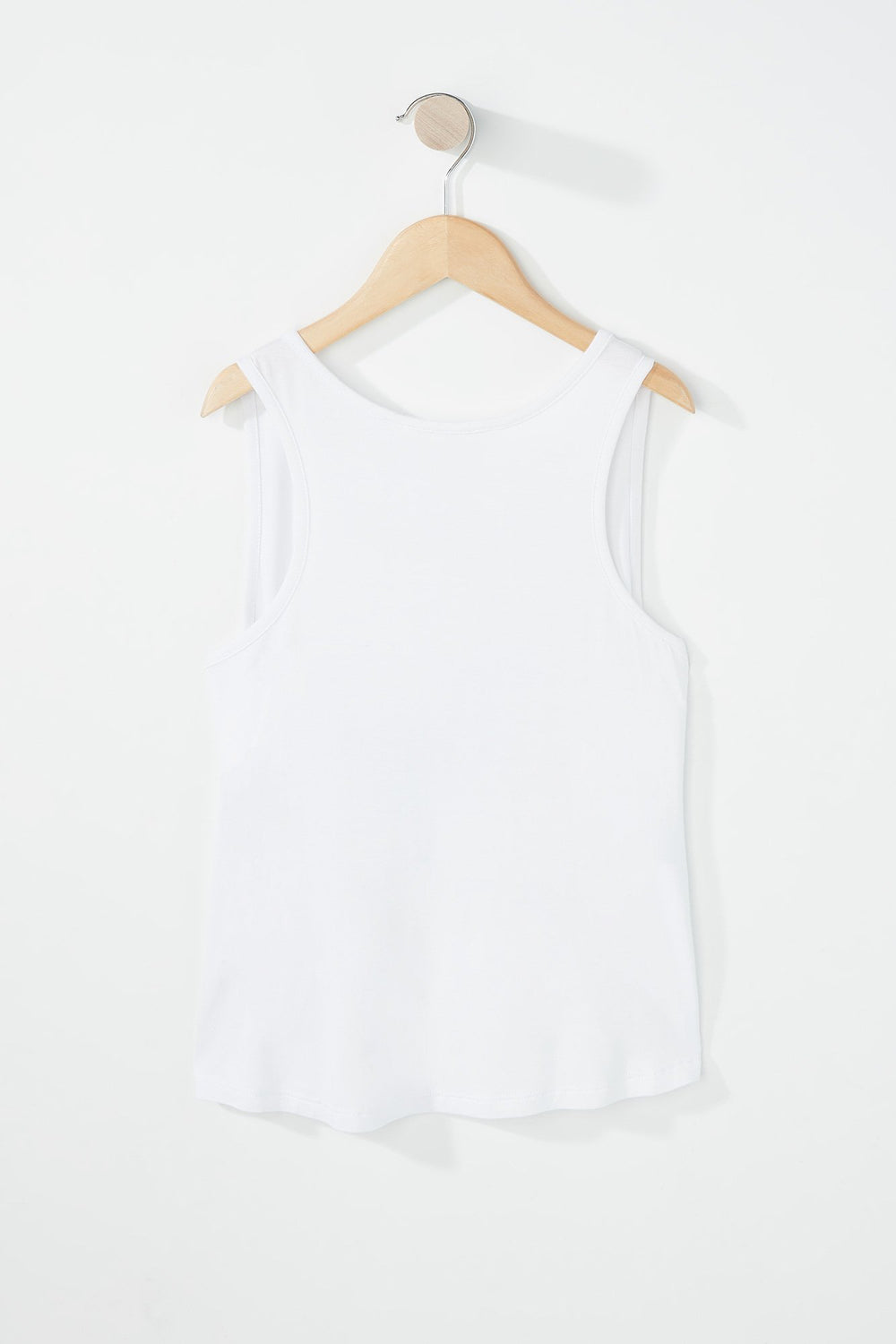 Kids Girls Caged Neck Graphic Tank White