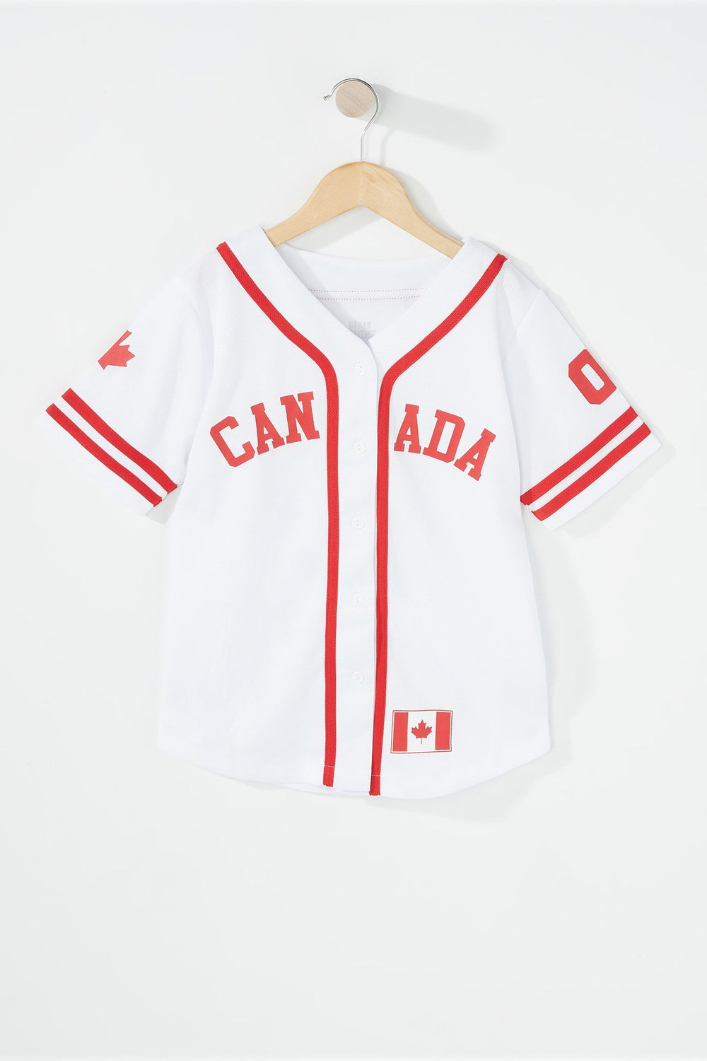 Kids Girls Canada Varsity Striped Baseball T-Shirt White