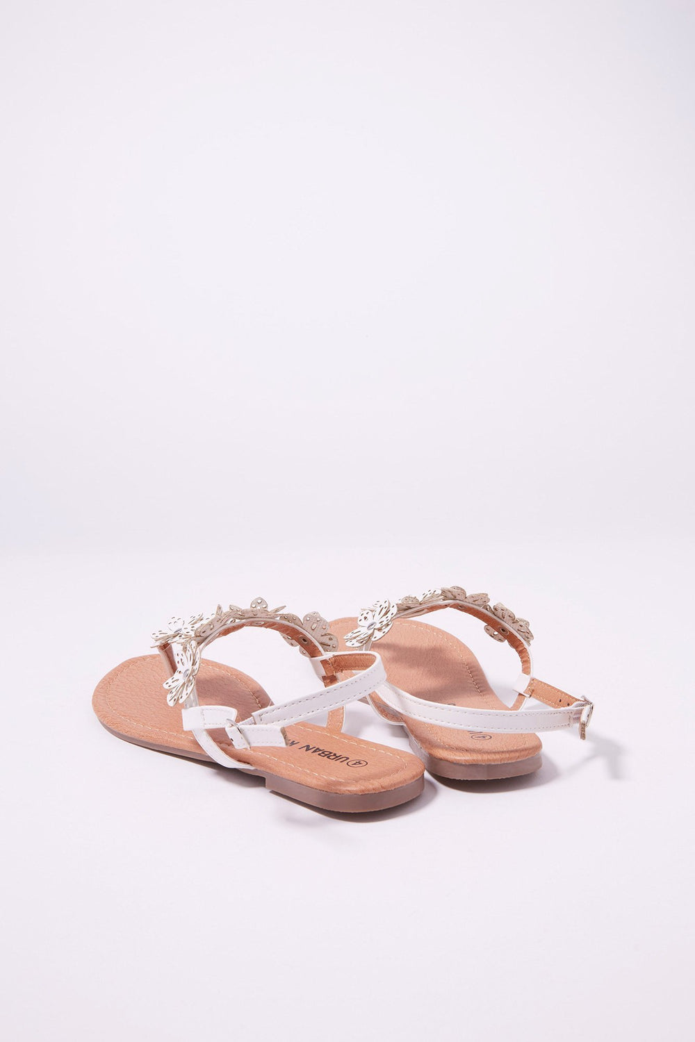 Kids Girls Floral T-Bar Sandal White