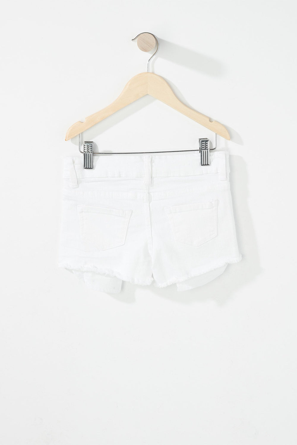 Kids Girls Frayed Hem Coloured Denim Short White