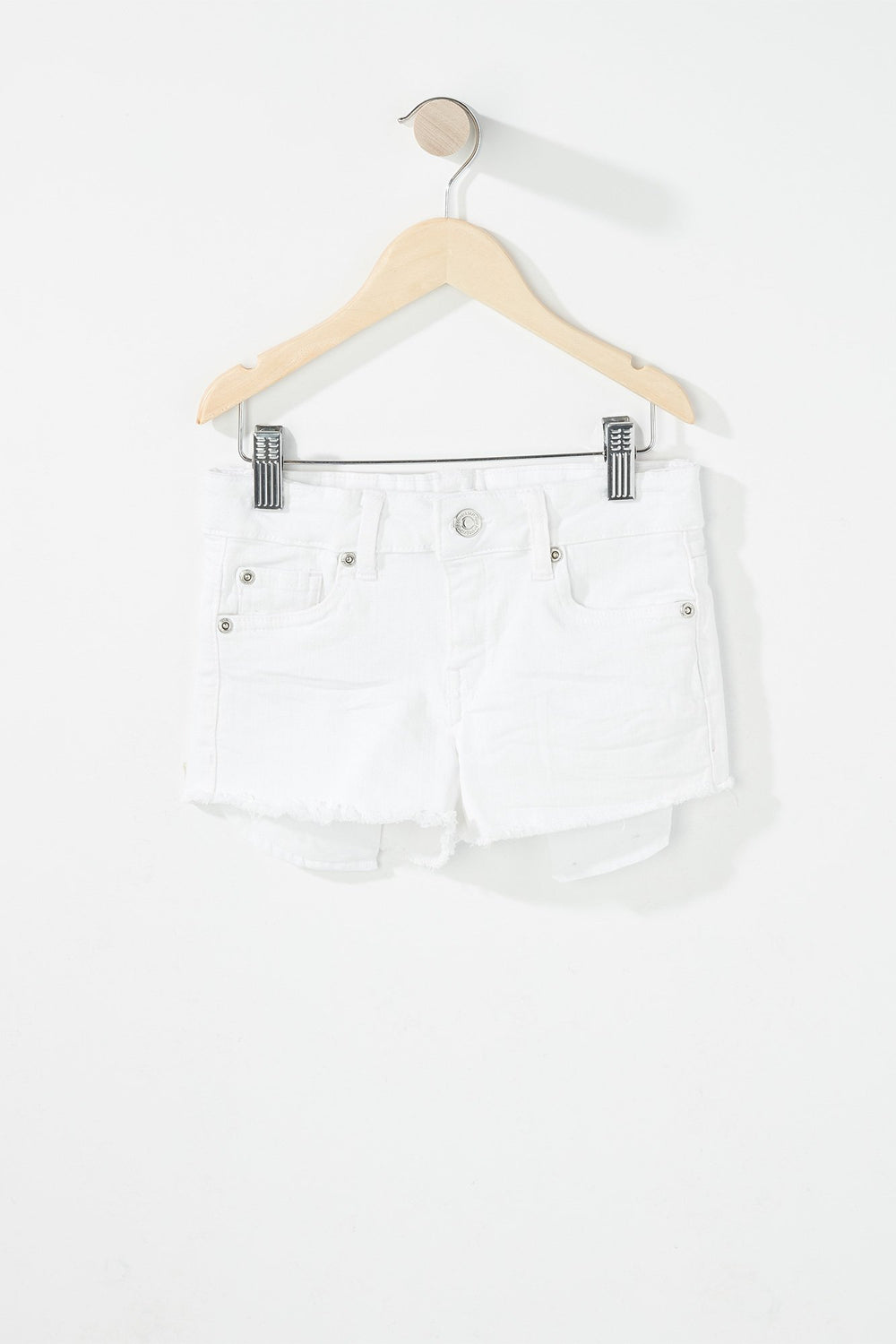 Kids Girls Frayed Hem Coloured Denim Short White