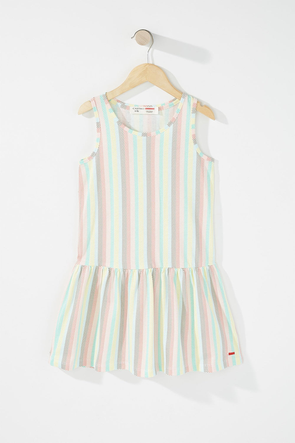 Kids Girls Graphic Print Sleeveless Peplum Dress White