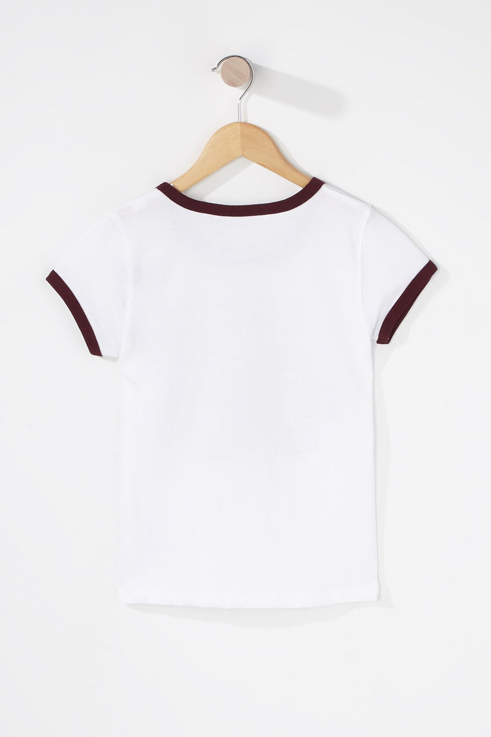 Kids Girls Graphic Ringer T-Shirt White