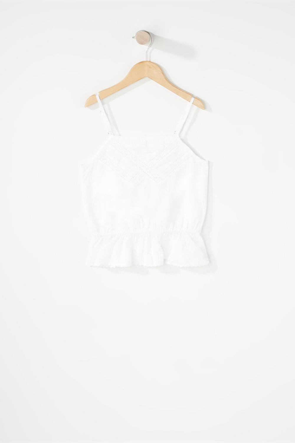 Kids Girls Lace Peplum Tank White