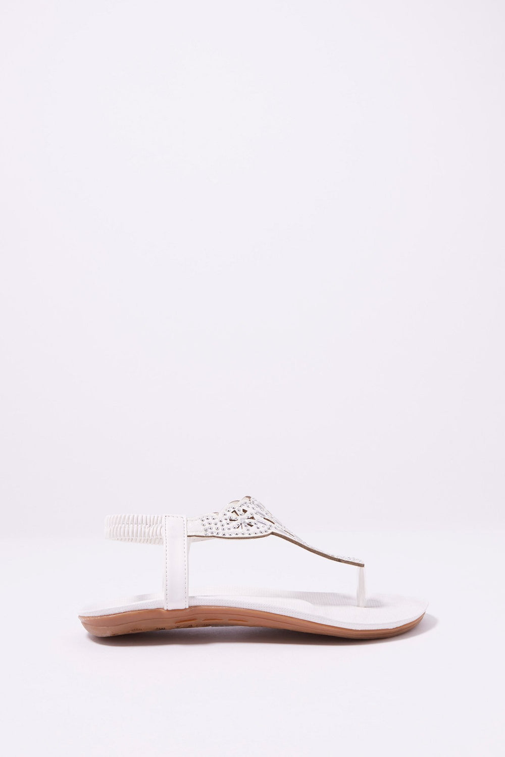 Kids Girls Nubuck Tubular Beaded T-Bar Sandal White