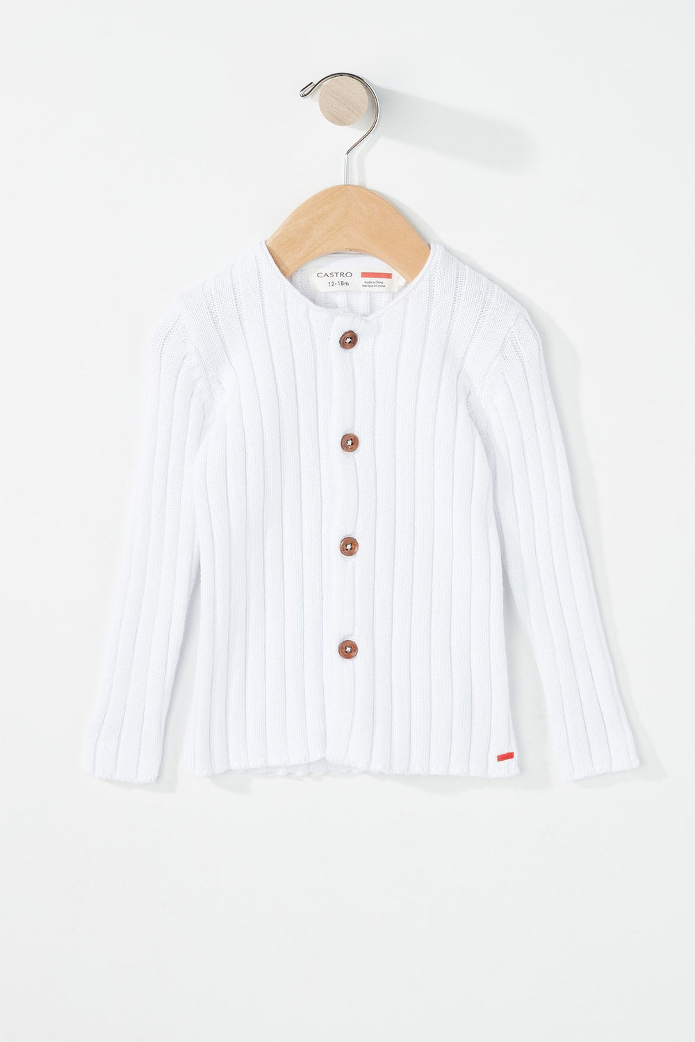 Kids Girls Ribbed Button-Up Cardigan White