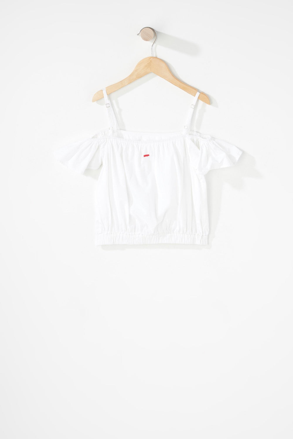 Kids Girls Ruffle Cold Shoulder Blouse White