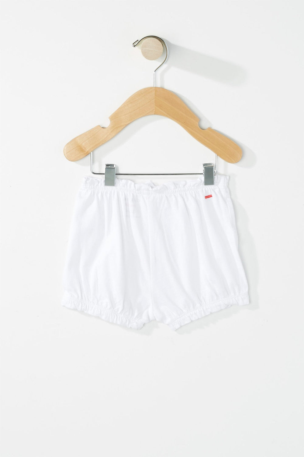 Kids Girls Ruffle Lightweight Drawstring Short White