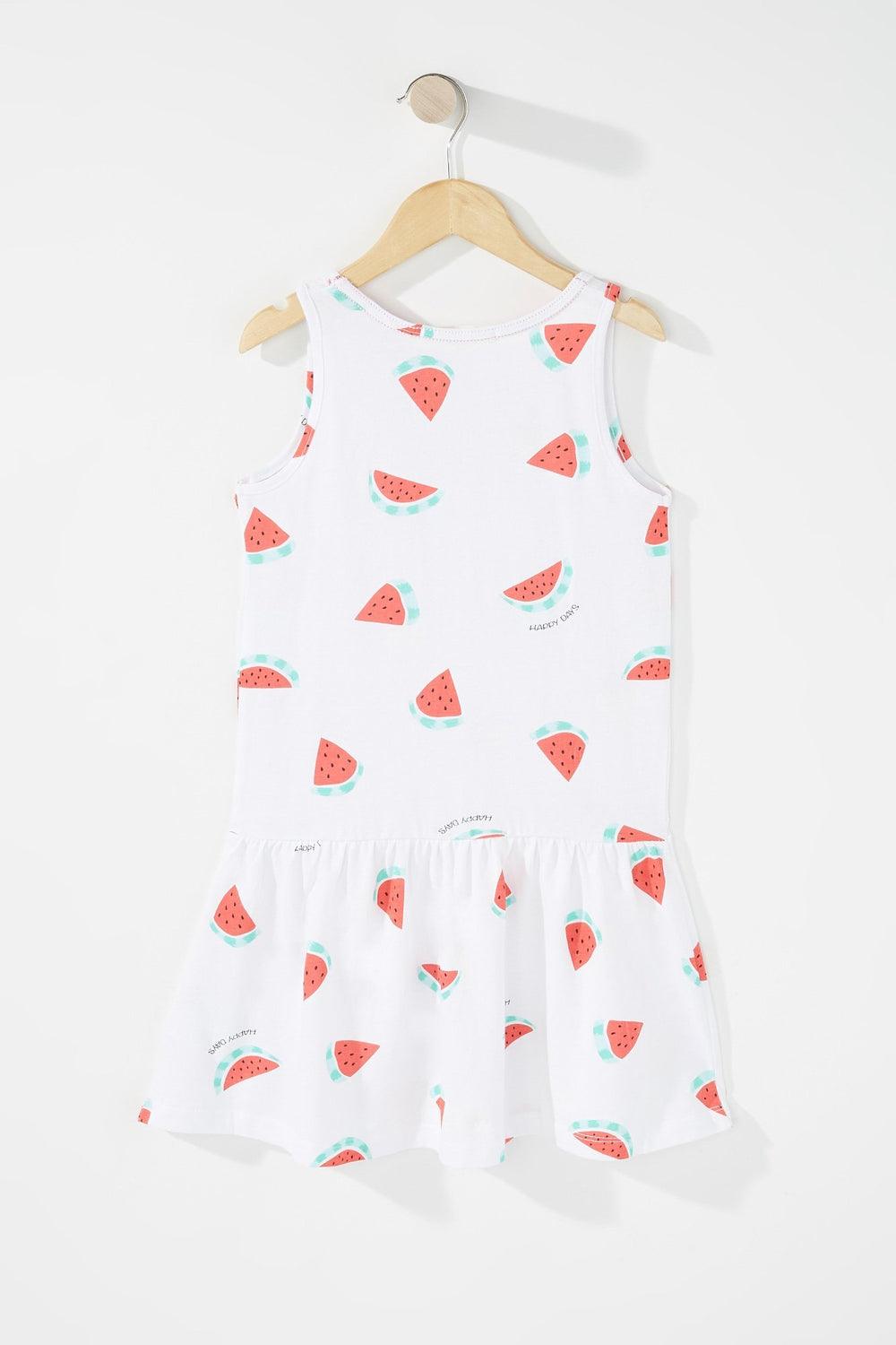 Kids Girls Sleeveless Graphic Print Peplum Dress White