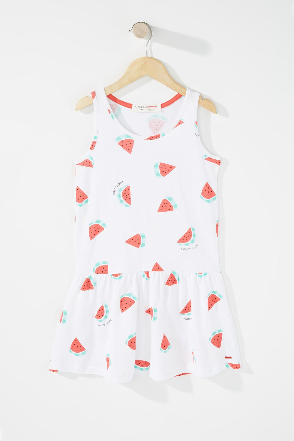 Kids Girls Sleeveless Graphic Print Peplum Dress White