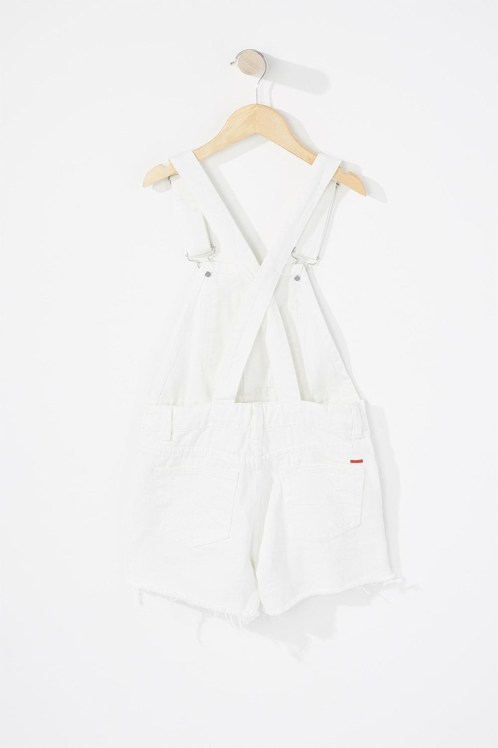 Kids Girls White Distressed Denim Shortall White