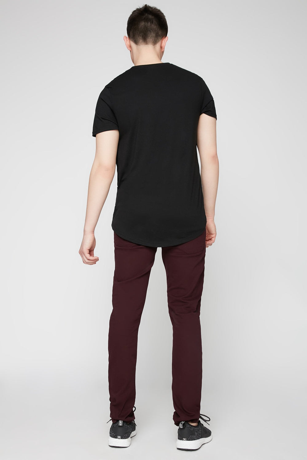 Men Burgundy Twill Skinny Jean Wine