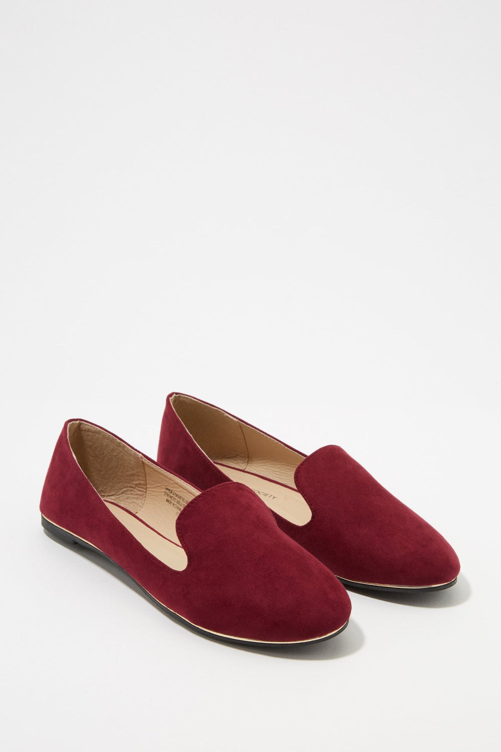 Women Slip-On Gold Trim Loafer Wine