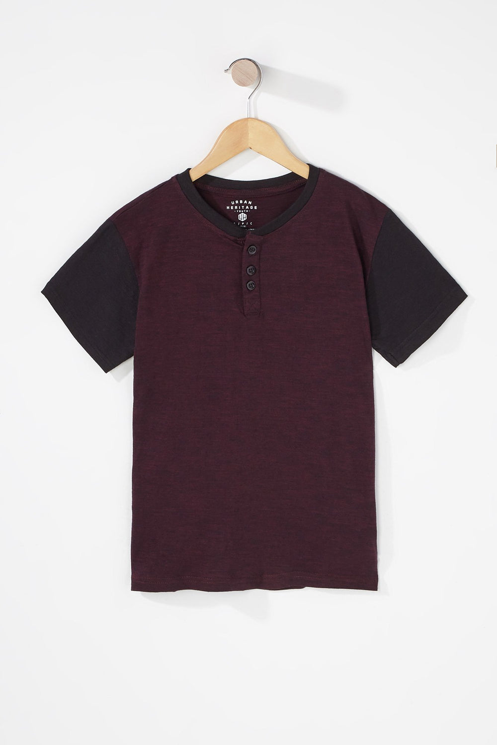 Kids Boys Colour Block Henley T-Shirt Wine